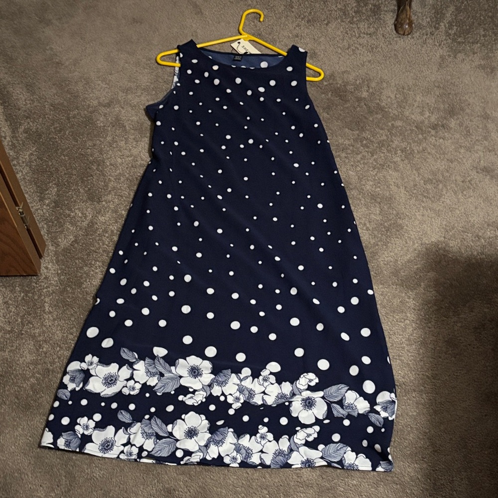 SHEIN Navy Blue Dress with White Accents